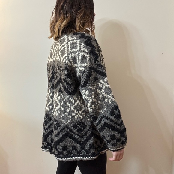 🎱 Vintage ONE OF A KIND handmade in Ecuador wool cardigan - Picture 5 of 8